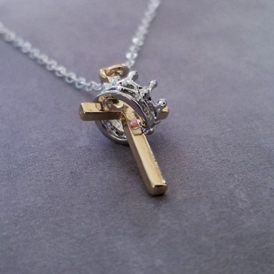 2Pcs Crown Cross Necklace