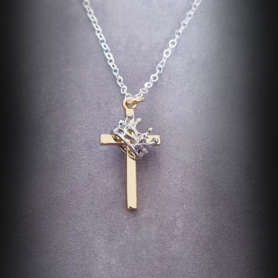 2Pcs Crown Cross Necklace
