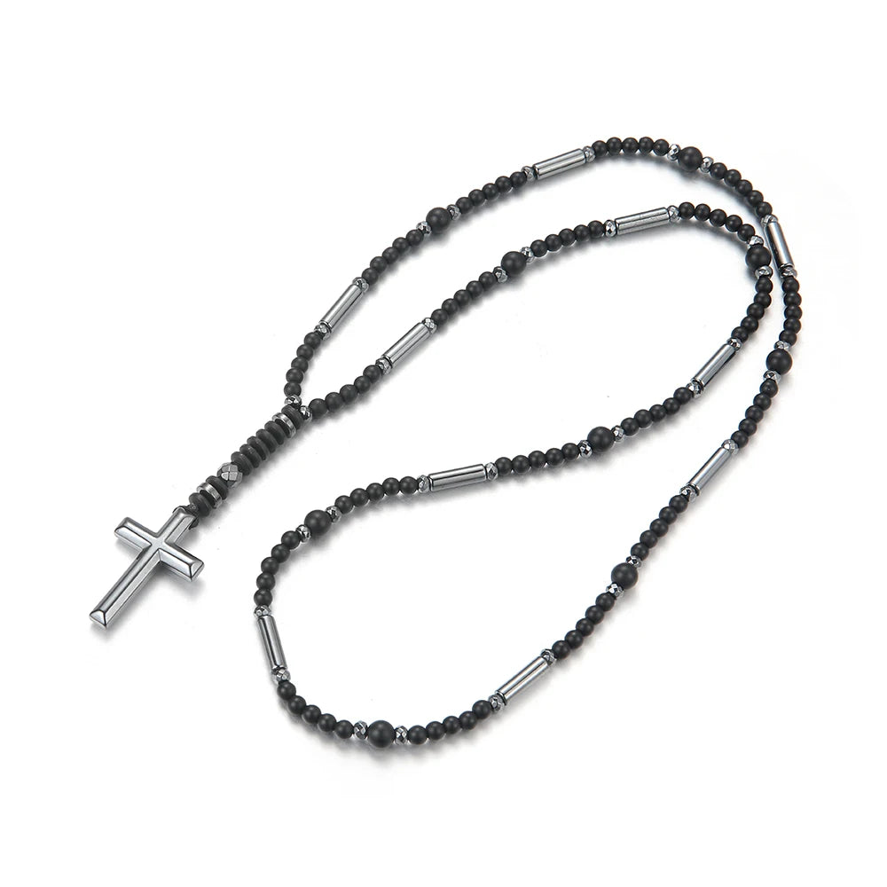 Black Thin Chain Cross Necklace