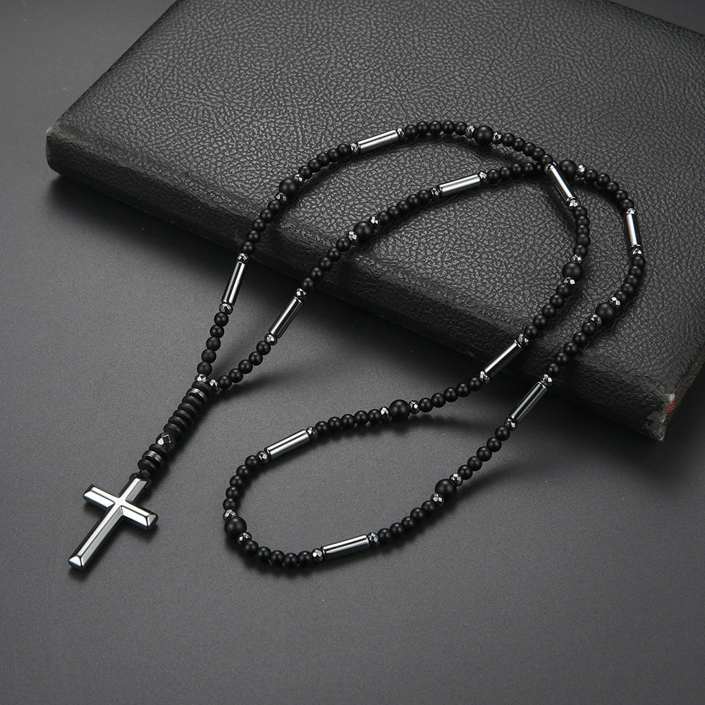 Black Thin Chain Cross Necklace