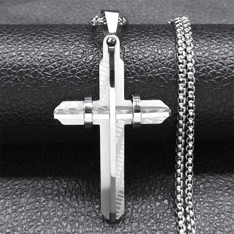 Jesus Cross Necklace Stainless Steel Gold